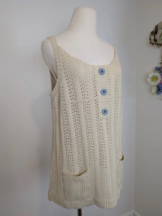 Matilda Jane Knit Tank Top Sleeveless Size Large Beige - Picture 8 of 12
